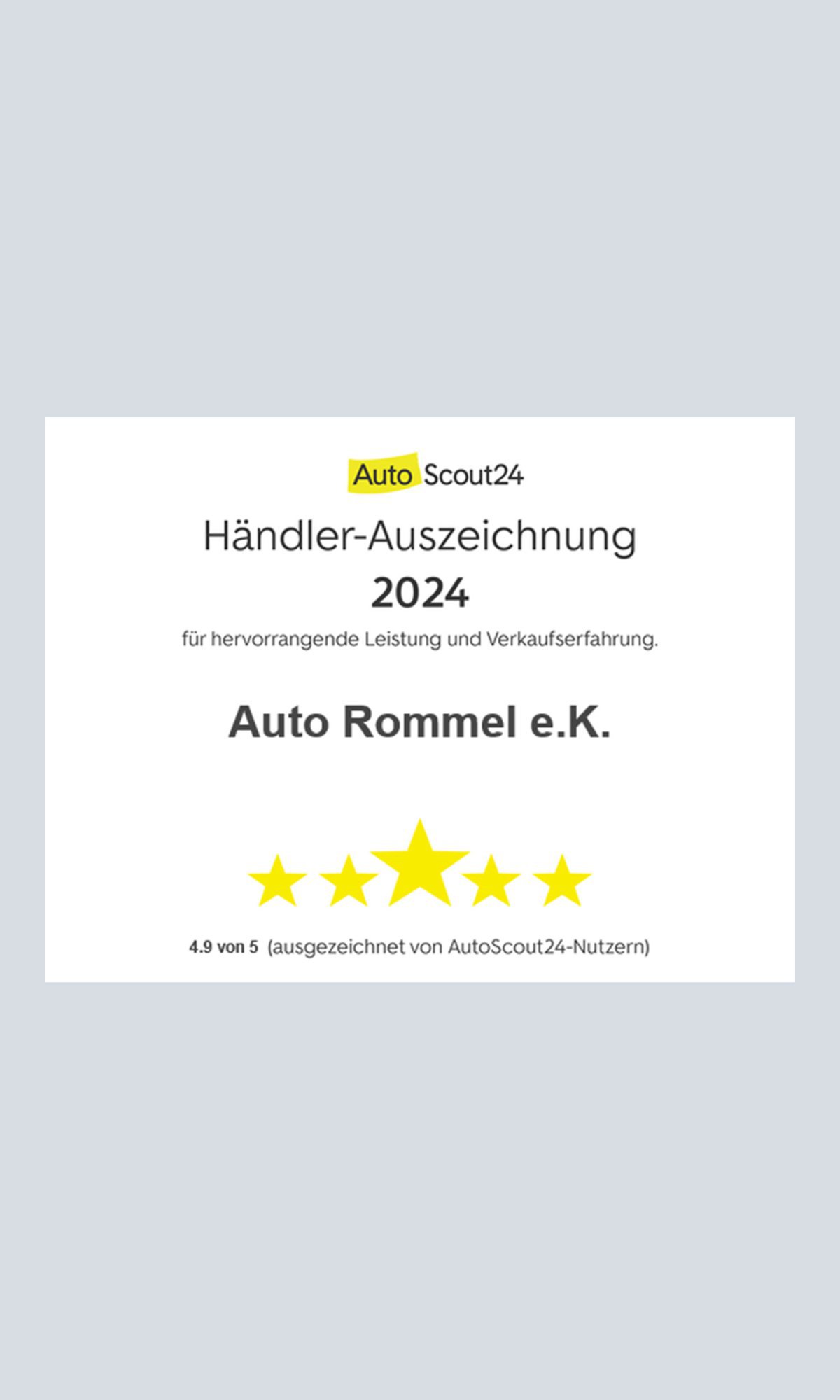 AutoScout24 4,9 Sterne Bewertung